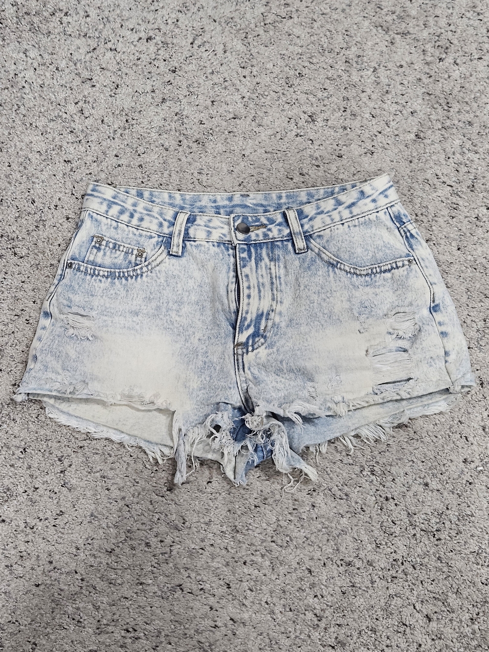 SHEIN Faded Light Blue Distressed Denim Shorts